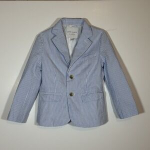 Janie and Jack Boy's Seersucker Blazer Blue & White Striped Size 6 Easter/Spring